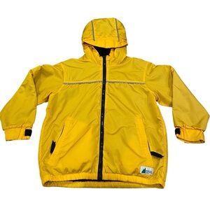 Vintage MEC Kids Jacket Fleece Lined Wind Breaker Fall Yellow Reflectors Zip Up